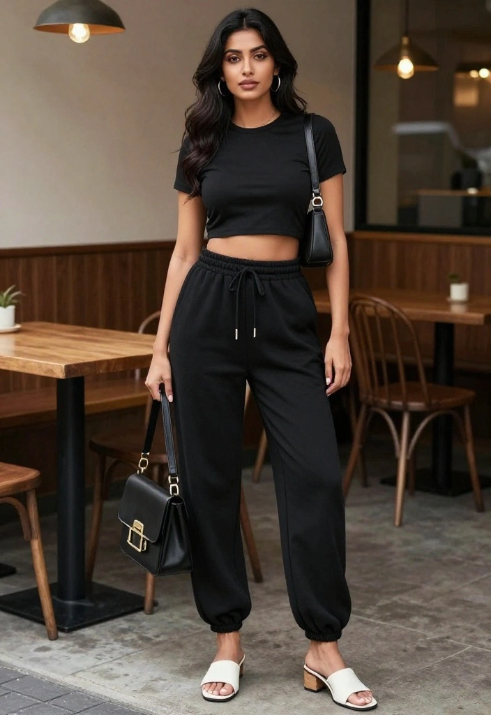 12 Black Baggy Sweatpants Outfit Ideas for Women You Can Wear Out of the House - 8. Trendy Loungewear with a Matching Set 1