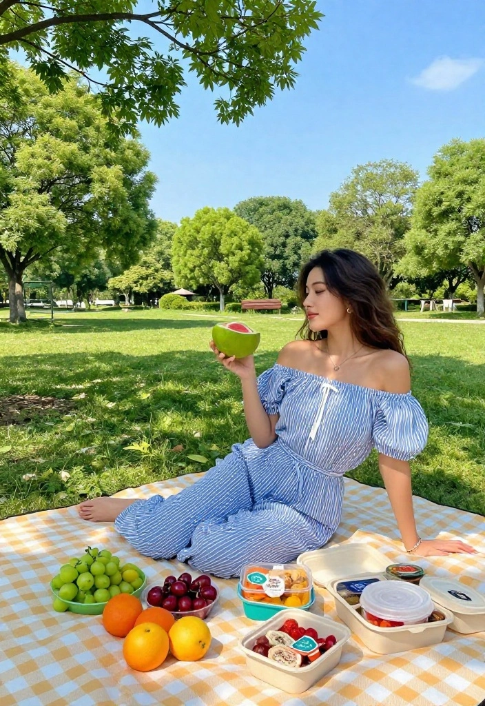 12 Blue and White Striped Pants Outfit Ideas for Women That Work - 3. Park Picnic Look 1