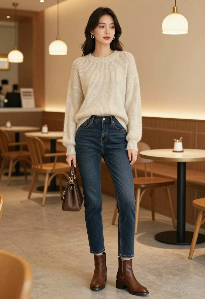 12 Elegant Jeans Outfits for Women That Pass for Dressy Occasions - 7. Denim and Cashmere 1