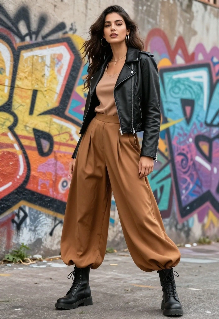 12 Flowy Pants Outfits for Women That Hide Problem Areas 12 12 Flowy Pants Outfits for Women That Hide Problem Areas - 11. Effortlessly Edgy 1
