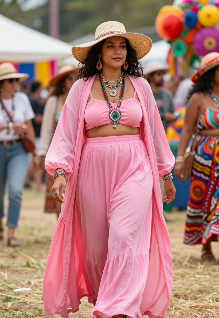 12 Pink Jacket Outfit Ideas for Women for All Four Seasons - 10. Bohemian Flair 1