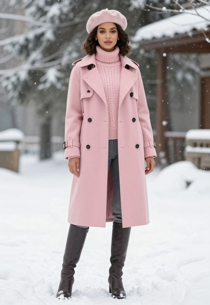 12 Pink Jacket Outfit Ideas for Women for All Four Seasons - 11. Layered Winter Fashion 1