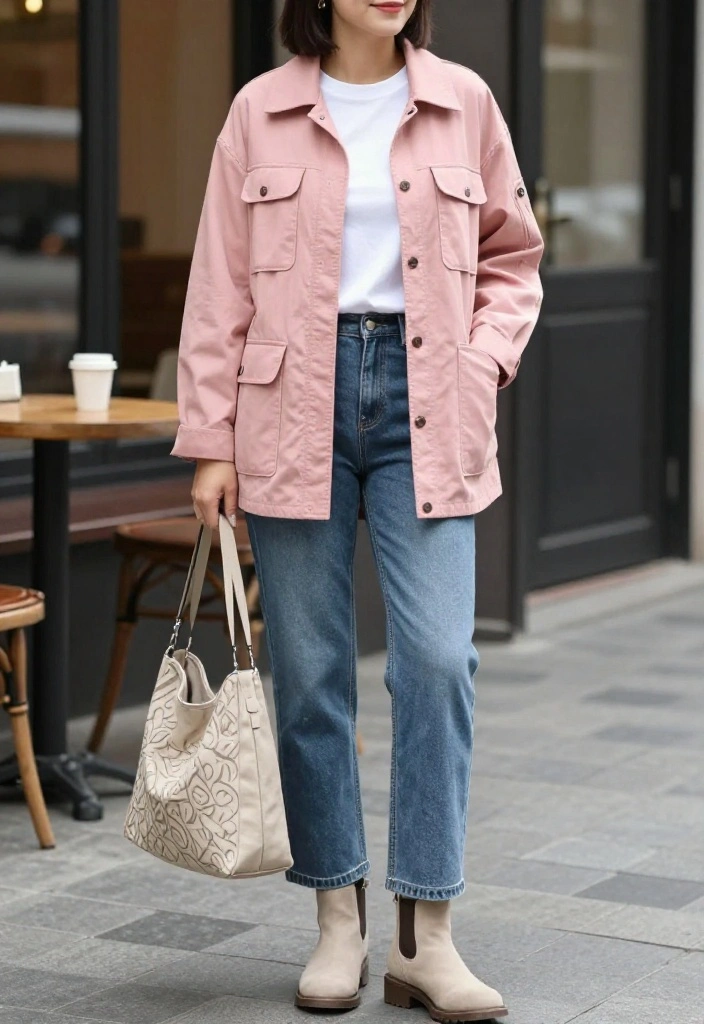 12 Pink Jacket Outfit Ideas for Women for All Four Seasons - 12. Effortless Weekend Style 1