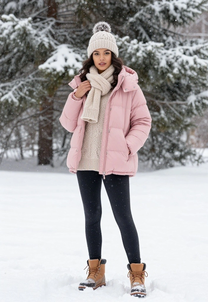 12 Pink Jacket Outfit Ideas for Women for All Four Seasons - 4. Winter Warmth 1