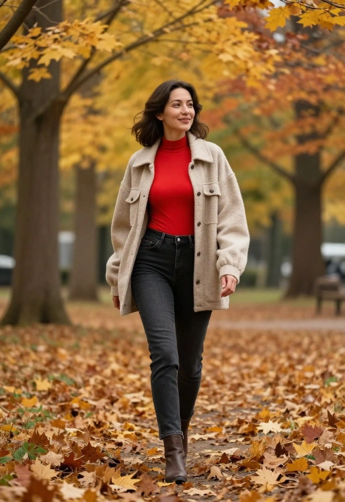 12 Red Bodysuit Outfit Ideas for Women That Don't Look Too Tight - 10. Layered for Fall 1