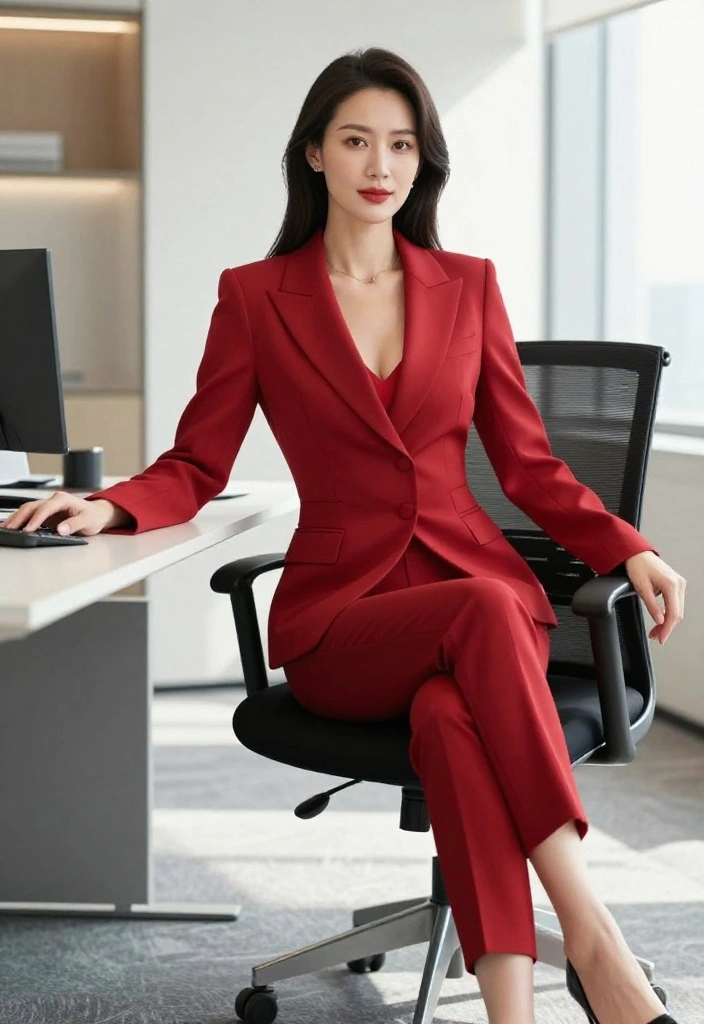 12 Red Bodysuit Outfit Ideas for Women That Don't Look Too Tight - 6. Professional and Polished 1