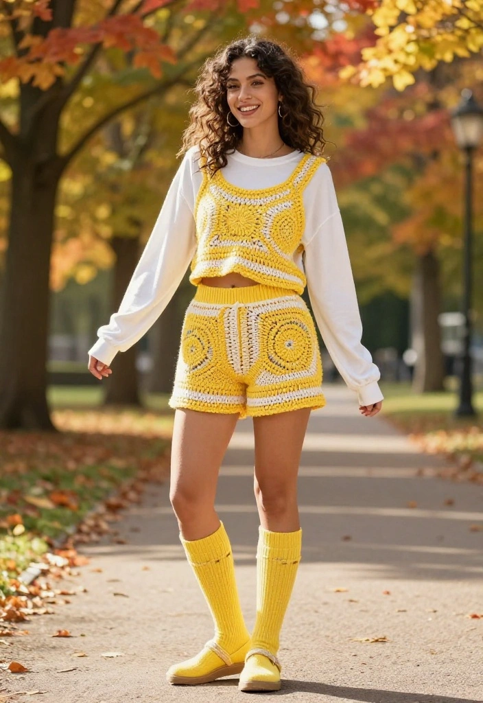 14 Crochet Women Outfit Ideas You Can Wear Again After Summer - 5. Playful Crochet Shorts 1