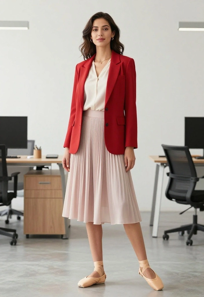 14 Red Jacket Outfits for Women That Tone Down Bold for the Office - 8. Effortlessly Feminine 1