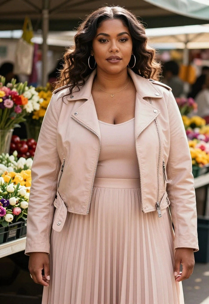 15 Biker Jacket Outfit Ideas for Women That Soften the Edge for Everyday Wear - 4. Feminine Touch with a Skirt 1