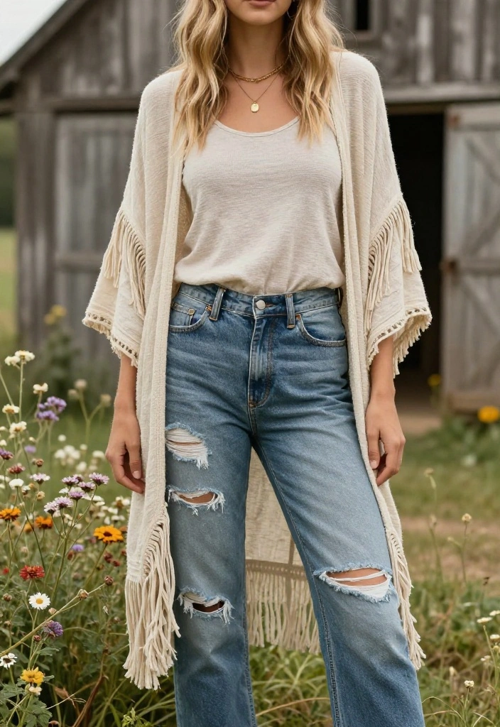 15 Country Women Outfit Ideas That Suit Concerts, Rodeos, and Barn Weddings - 4. Rustic Bohemian Layering 1
