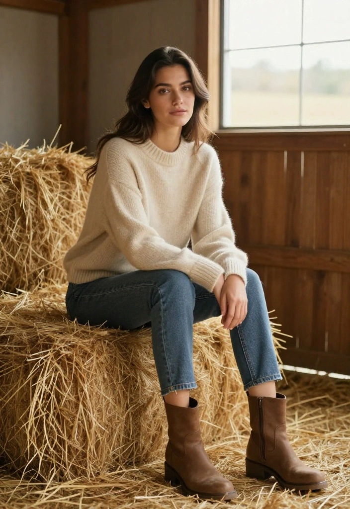 15 Country Women Outfit Ideas That Suit Concerts, Rodeos, and Barn Weddings - 9. Soft Cashmere Sweaters for Cooler Nights 1