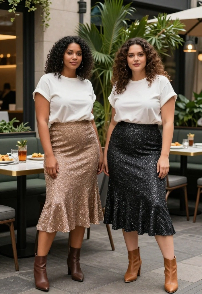 15 Glitter Dress Outfit Ideas That Don't Look Costume-y - 8. Textured Glitter Skirt 1