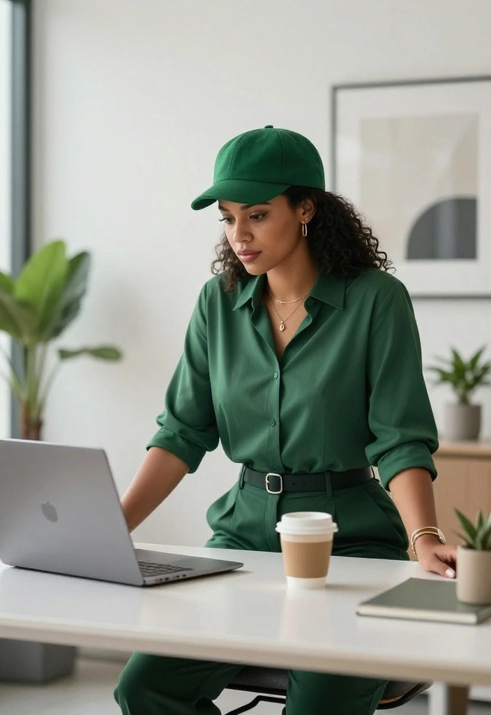 15 Green Hat Outfit Ideas for Women That Make the Hat Feel Purposeful - 8. Professional with a Green Newsboy Cap 1