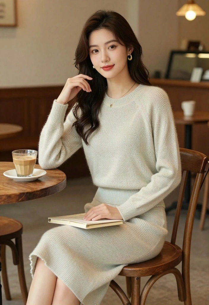 15 Knitted Sweaters Outfit Ideas for Women That Don't Add Bulk Above the Waist - 14. Coordinated Knit Set 1
