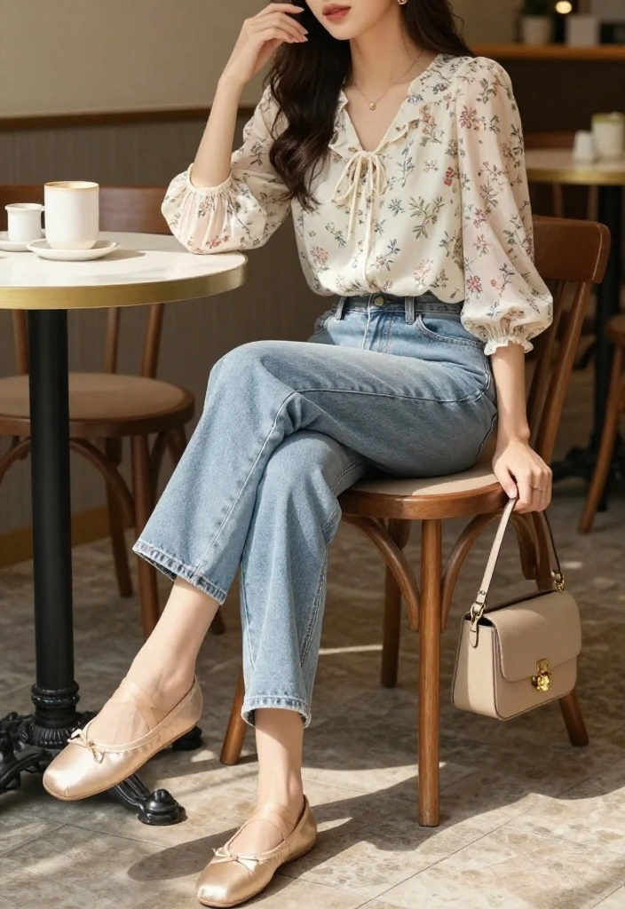 15 Light Blue Pants Outfit Ideas for Women That Still Look Sharp After Hour 2 - 12. Romantic Floral Combo 1