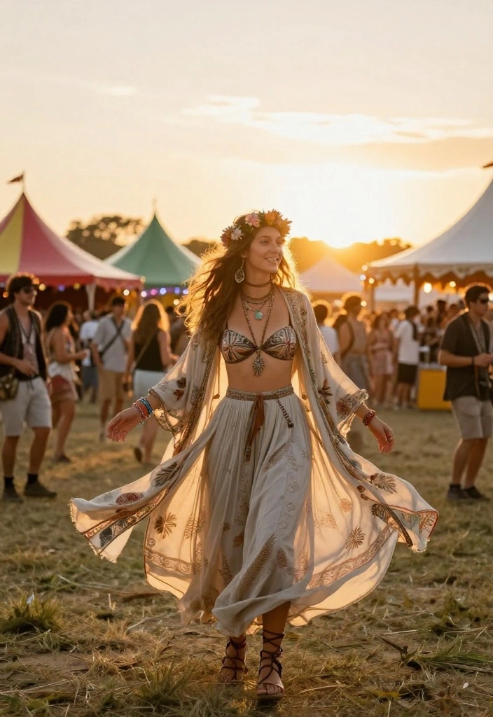 15 Push Up Bra Outfit Ideas for Women That Stay Smooth - 6. Boho Chic: Maxi Dress and Kimono 1