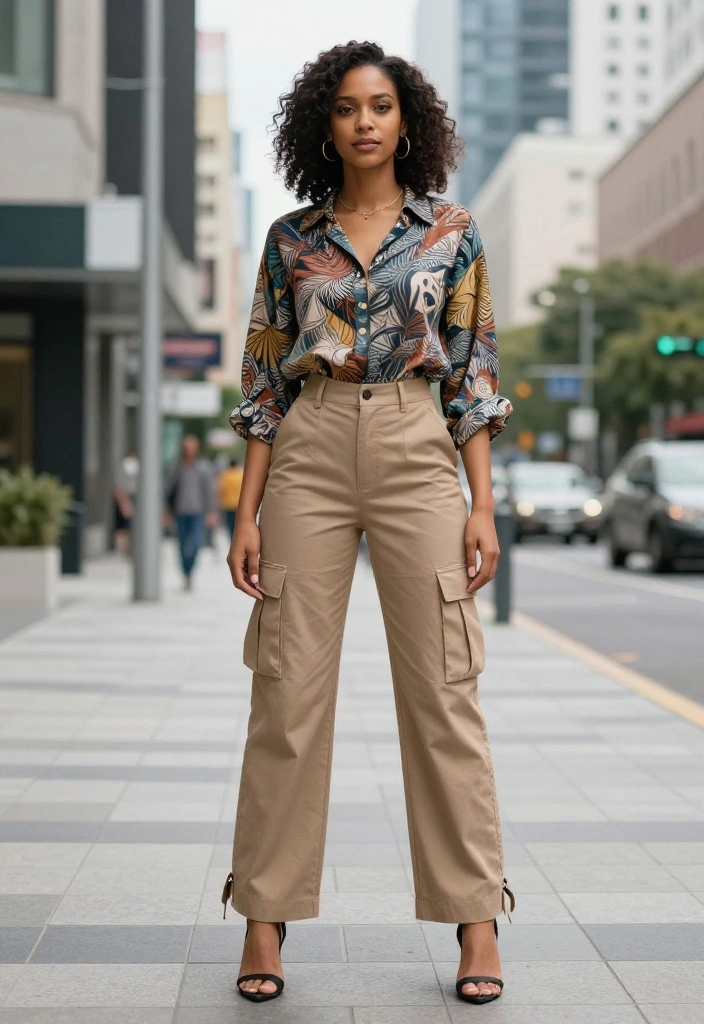18 Elegant Pants Outfits for Women That Skip the Skirt - 13. Cargo Pants with a Chic Blouse 1