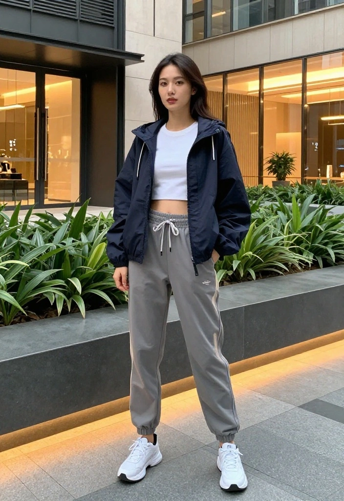 18 Elegant Pants Outfits for Women That Skip the Skirt - 16. Sporty Joggers with a Stylish Jacket 1