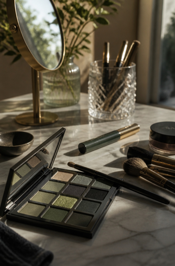 14 Simple Green Eye Makeup Looks and Ideas for 2026 2 Close-up of a model's deep green smokey eye makeup.
