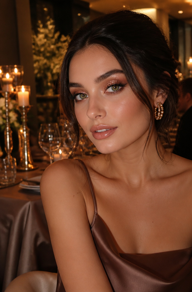 10 Makeup Looks for Green Eyes: Ideas & Color Tips for 2026 7 Model showcasing copper sparkle on her eyelids.