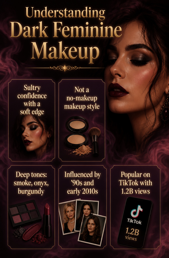 An information image about the dark feminine makeup trend.