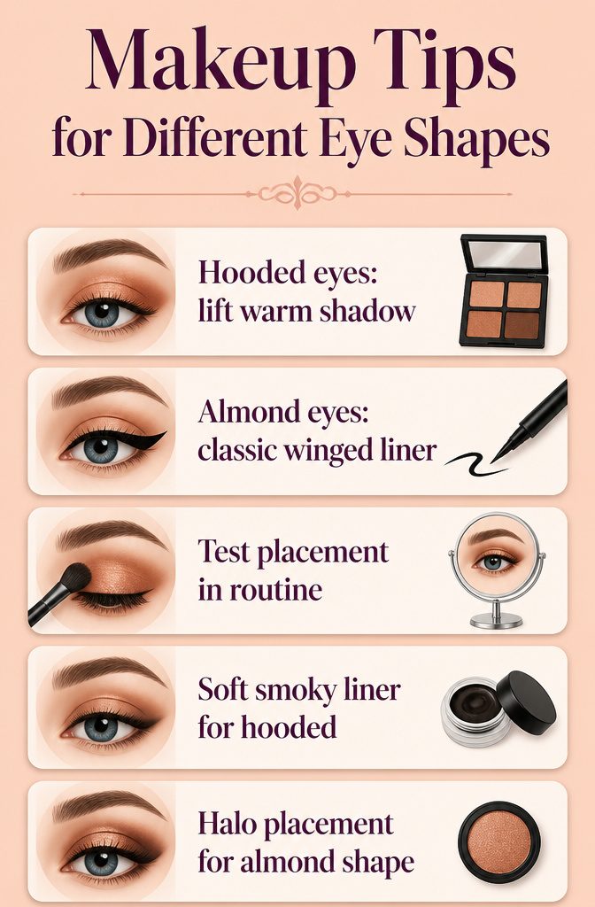 Information image on makeup application by eye shape.